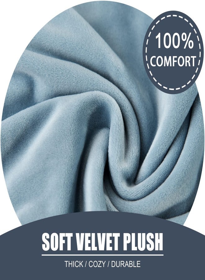 CONRUSER Stretch Cushion Cover, Soft Velvet Plush Cushion Slipcover Seat Sofa Covers Furniture Protector with Elastic Bottom (Light Blue, 3) - Image 3